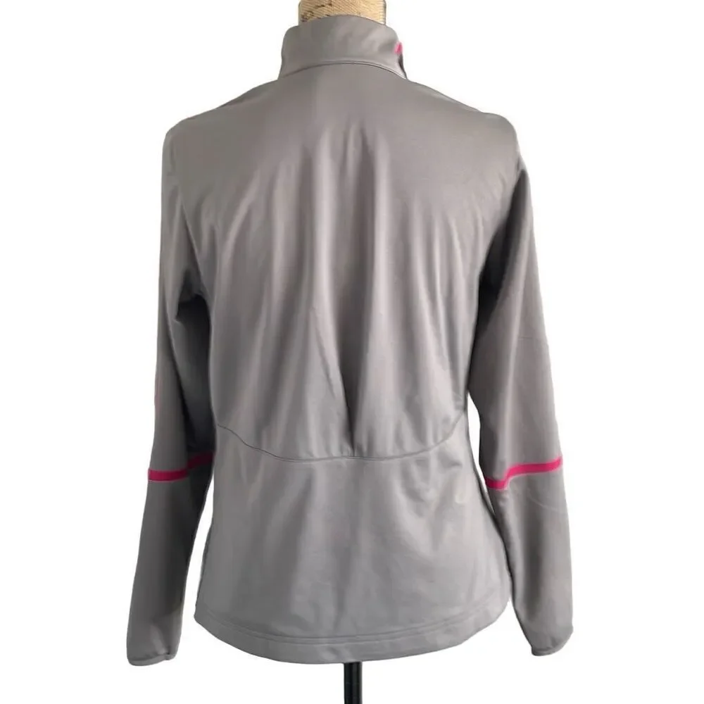 EUC Nike Golf Gray Pink Trim 1/2 Zip Mock Turtle Pullover Windbreaker - Size Sma